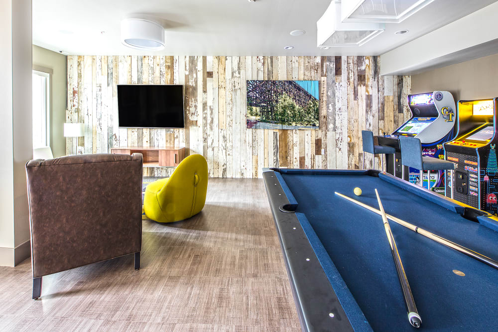 Resident Lounge and Game Room at The Meyden in Bellevue, Washington